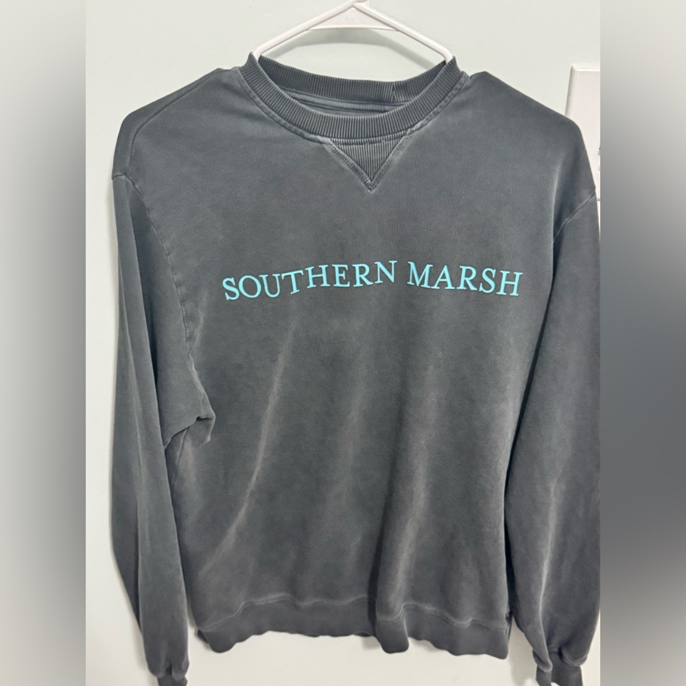 Southern Marsh Women’s Charcoal Crewneck with Aqua Logo